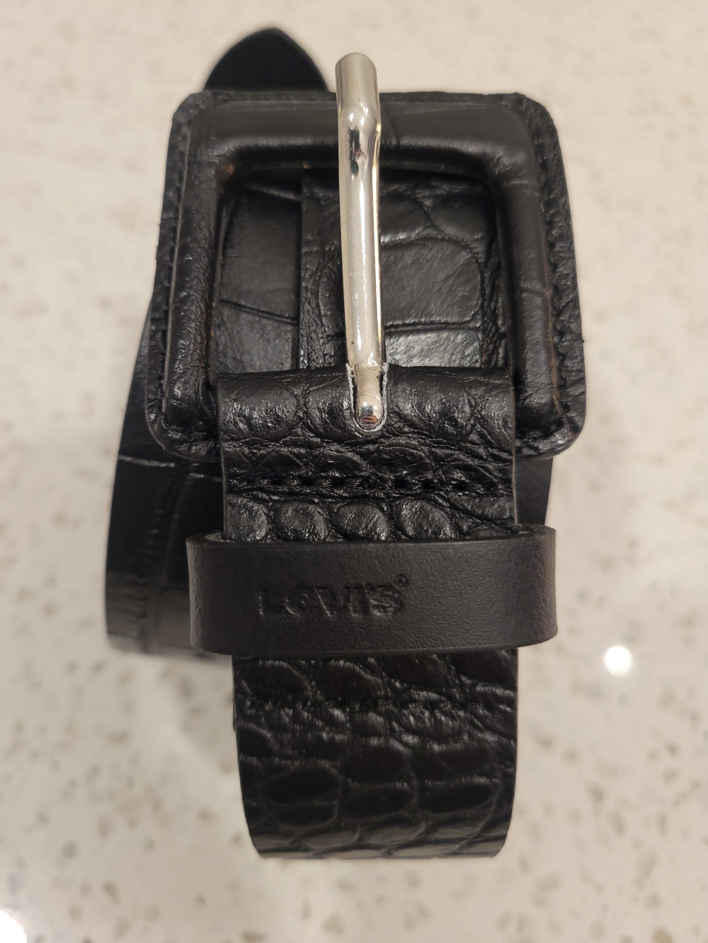 Levi's Black Faux-crocodile Embossed Leather belt